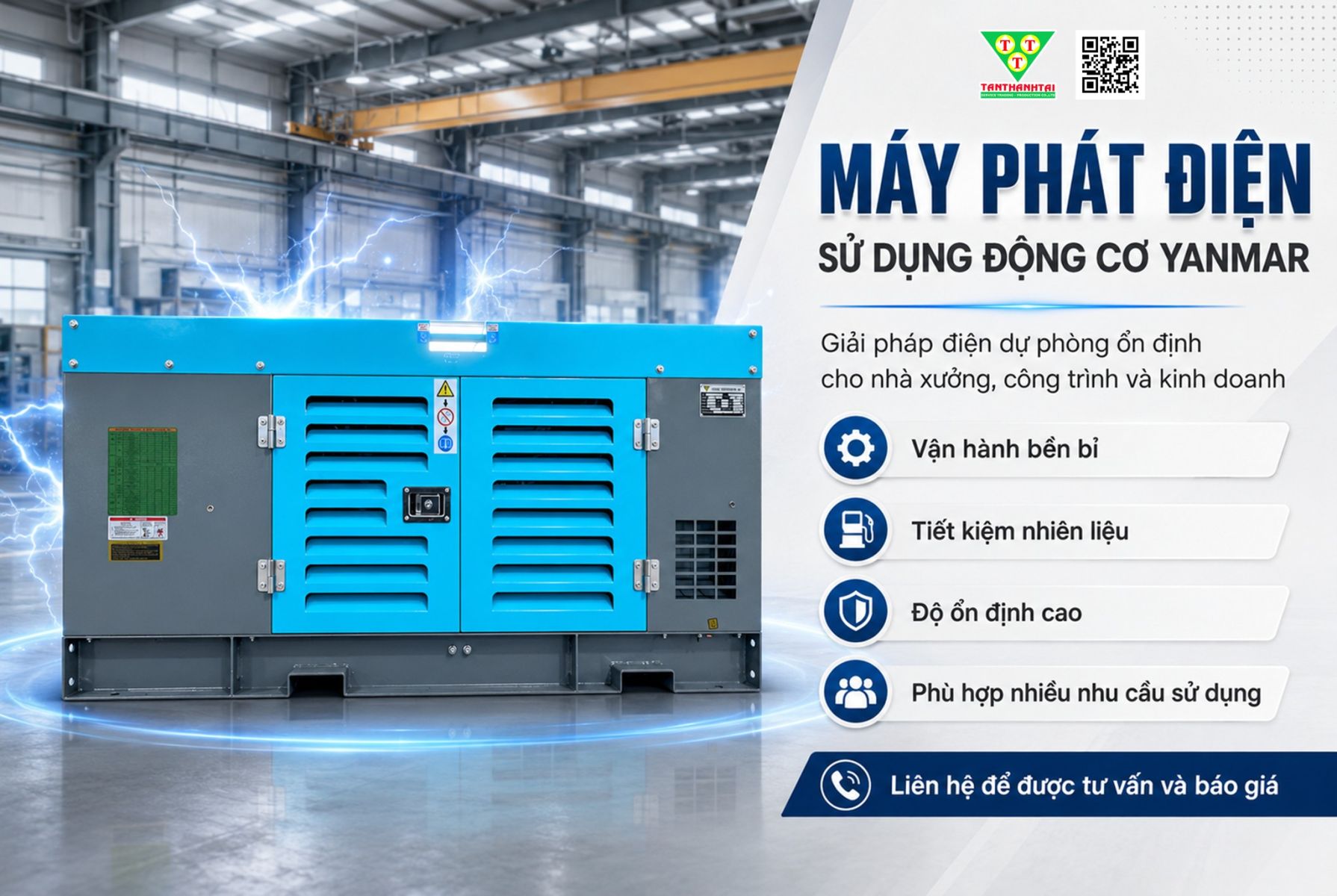 MẤT ĐIỆN KHÔNG CÒN LÀ NỖI LO! MÁY PHÁT ĐIỆN SỬ DỤNG ĐỘNG CƠ YANMAR