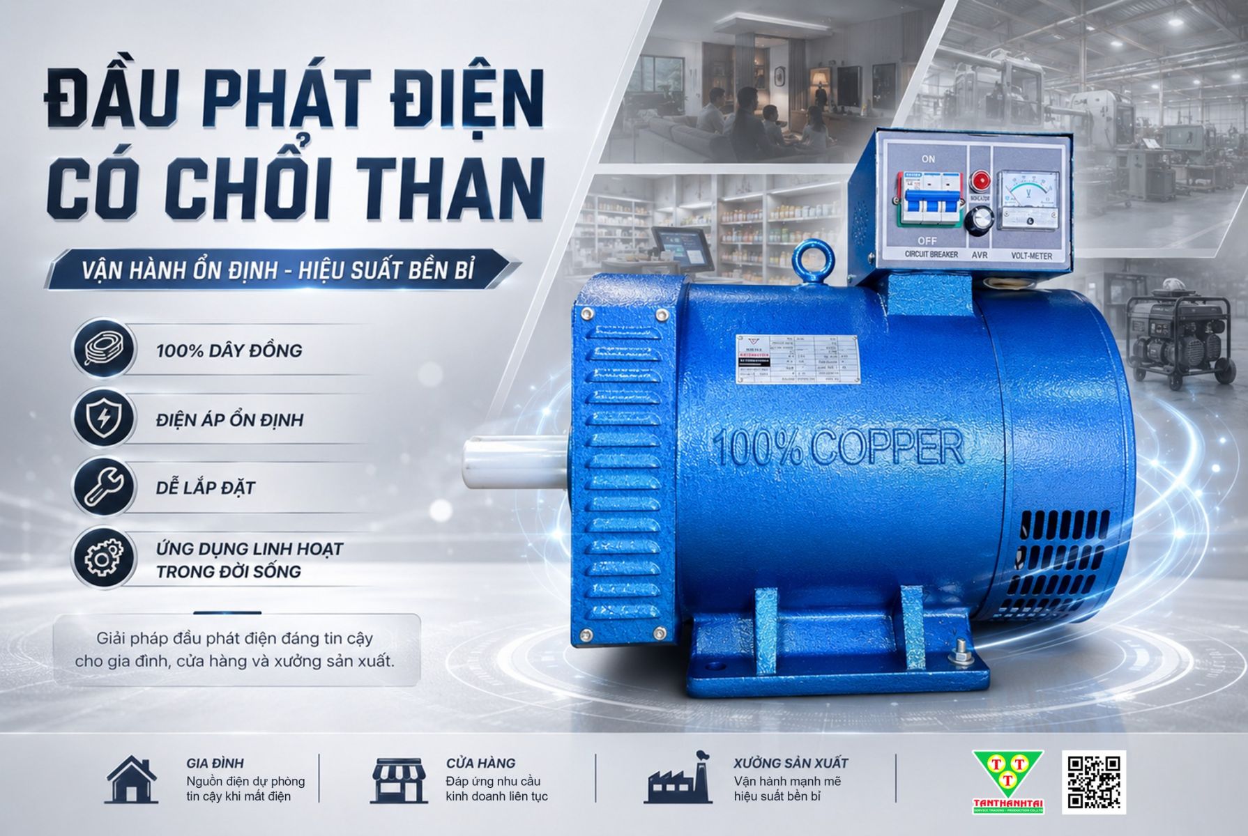 ĐẦU PHÁT ĐIỆN CÓ CHỔI THAN ST & STC